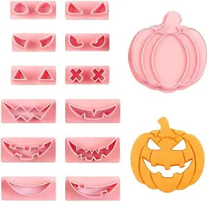 13Pcs Halloween Cookie Cutter Set Pumpkin Face Halloween Cookie Mold Biscuit Mold 3D Hollow Out P... | Amazon (US)