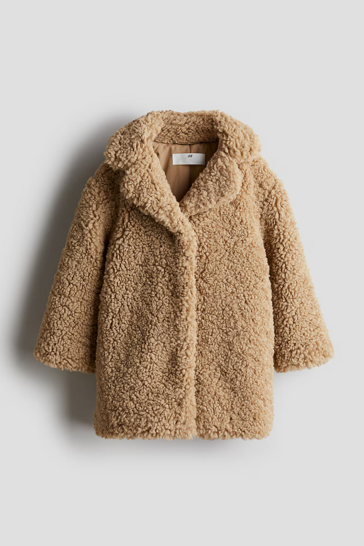 Teddy Fleece Coat - V-neck - Long sleeve - Beige - Kids | H&M US | H&M (US + CA)