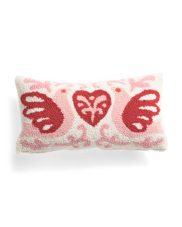 9x16 Doves Heart Folk Hooked Pillow | TJ Maxx