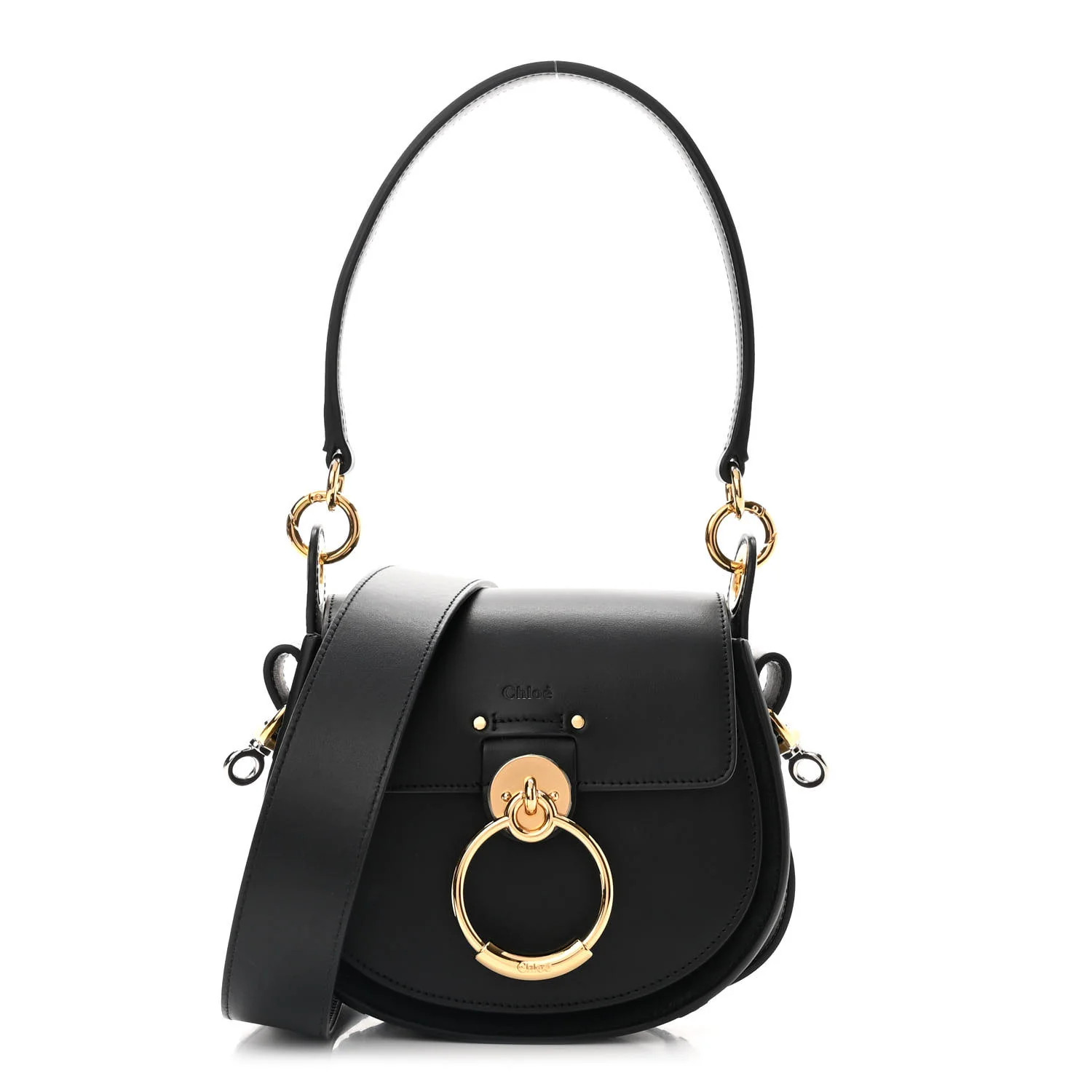 CHLOE Calfskin Small Tess Bag Black | FASHIONPHILE (US)