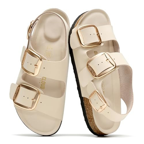 Project Cloud 100% Genuine Leather Beach Sandals for Women 2026 with Lightweight & Comfortable Slides for Women - Non Slip with Memory Foam Slingback Womens Sandals 2026 (Garda, Offwhite Rosegold,8M) | Amazon (US)
