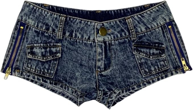 Women's Stretchy Frayed Hem Denim Shorts Low Rise Booty Shorts for Beach Party Wear | Amazon (US)