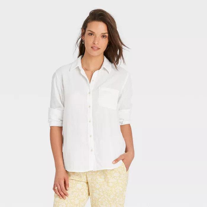 Women's Long Sleeve Gauze Button-Down Shirt - Universal Thread™ | Target