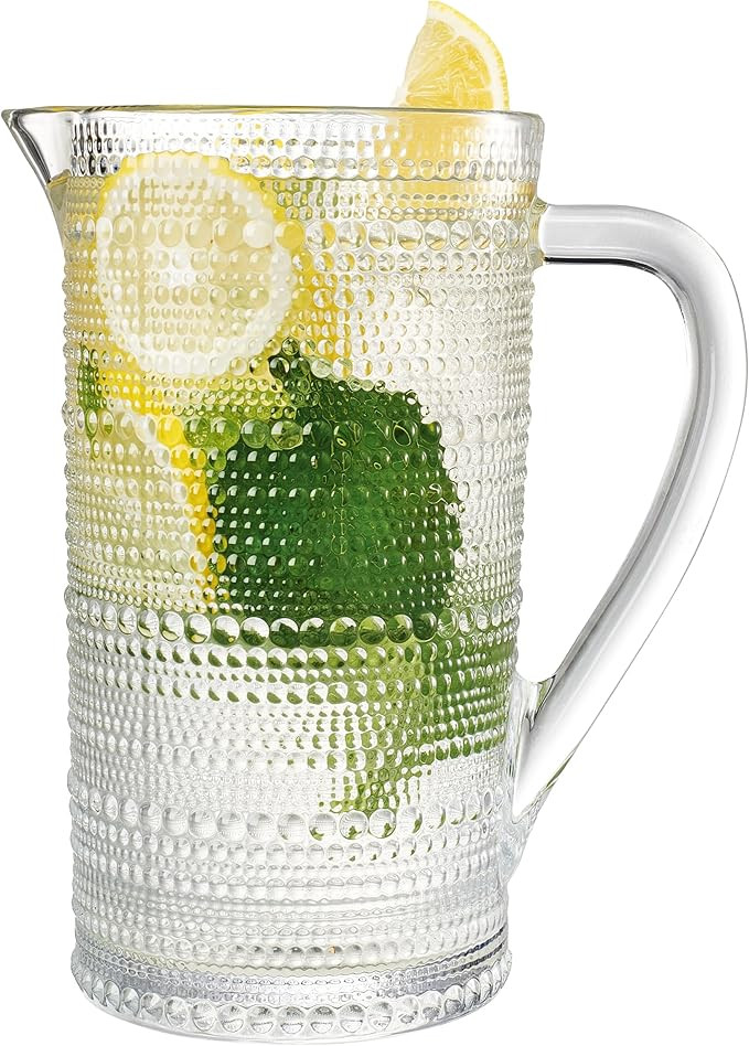 Hobnail Clear Pitcher, Beverage Dispenser, Heavy Duty Glass Beaded, 2.5 Quart, 37oz Cocktails, Ju... | Amazon (US)