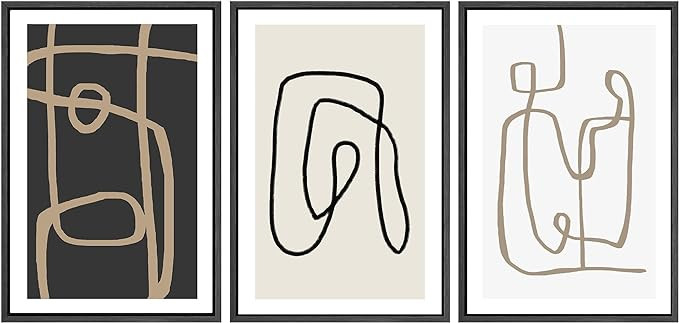 SIGNWIN Framed Canvas Print Wall Art Set Pastel Geometric Line Polygons Abstract Shapes Illustrat... | Amazon (US)