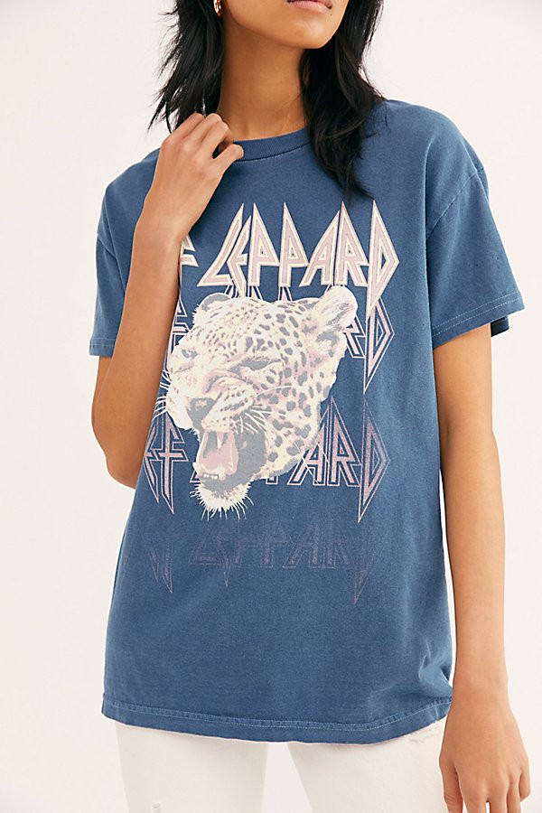 Def Leppard Oversized Tee by Daydreamer at Free People, Navy, XS | Free People (Global - UK&FR Excluded)