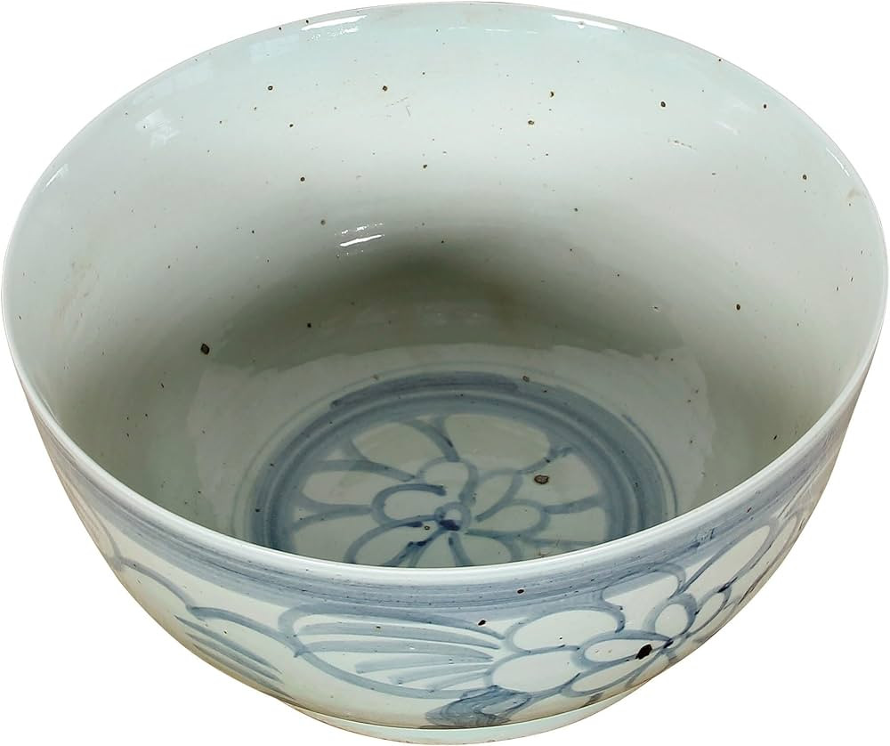 Artissance 16 in W Round Blue and White Porcelain Ming Ming Bowl with Flower Motif | Amazon (US)