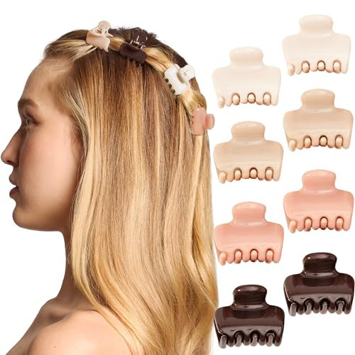 Kitsch Small Hair Clips for Women and Girls – Mini Claw Clips – Hair Accessories – Daily Styling, Recycled | Ideal Gifts for Women, Rosewood – 8pc Set | Amazon (US)