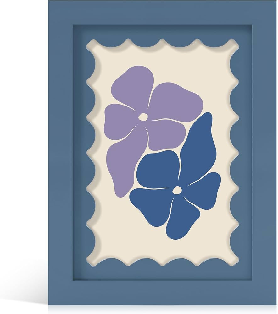 5x7 Picture Frame with Real Glass, Wooden cute 5 x 7 Photo Frame with Wavy Mat for Tabletop and W... | Amazon (US)