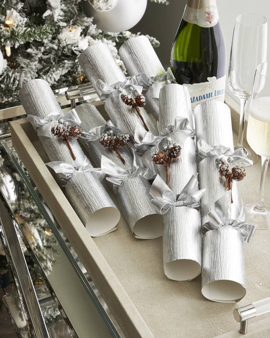 Robin Reed 12" Silver Frost Christmas Crackers, Set of 6 | Neiman Marcus