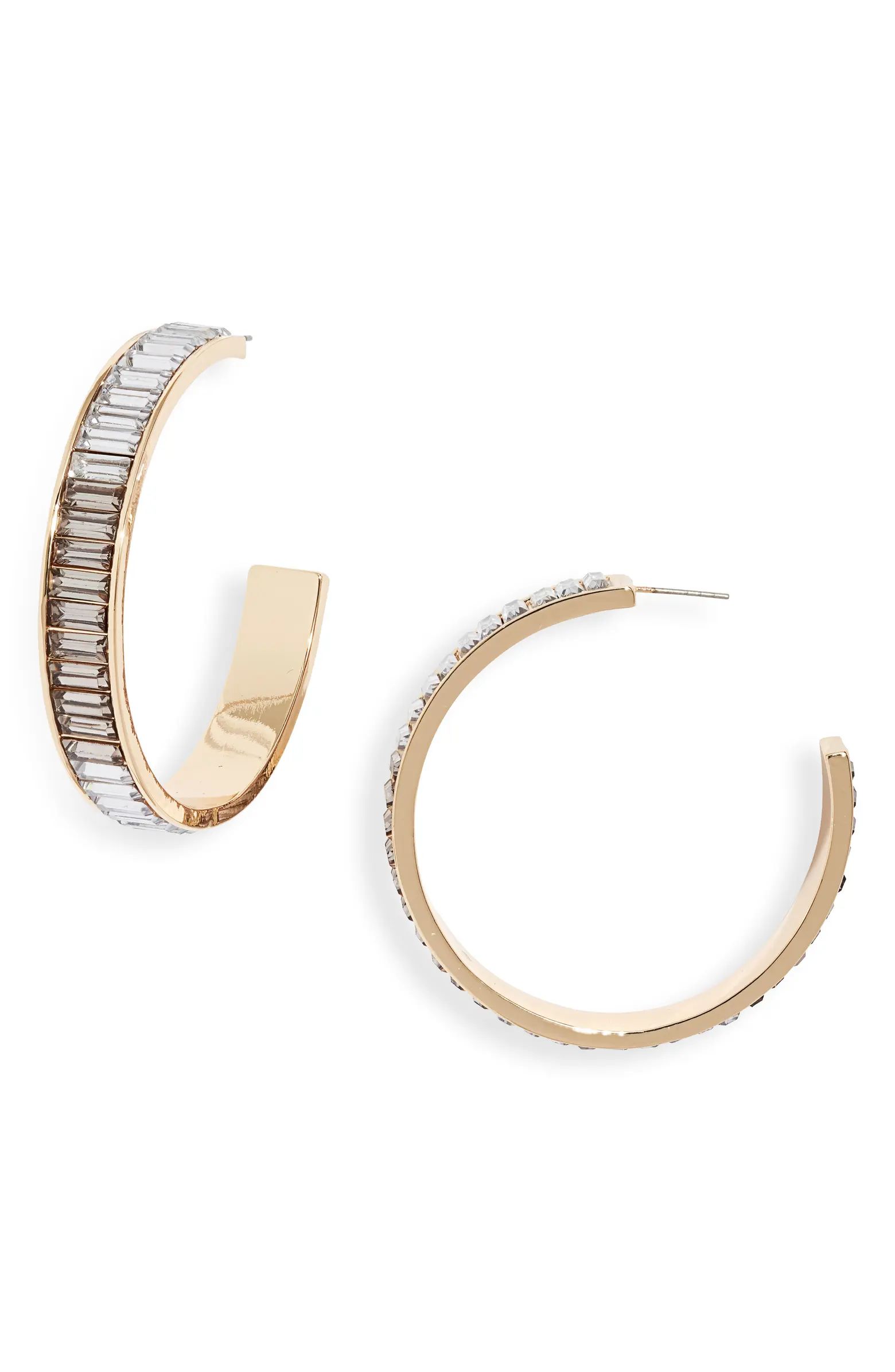 Ombré Baguette Crystal Hoop Earrings | Nordstrom
