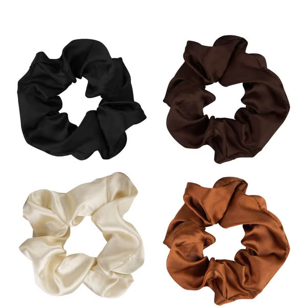 brushworks Nude Satin Scrunchies (Pack of 4) | Look Fantastic (ROW)
