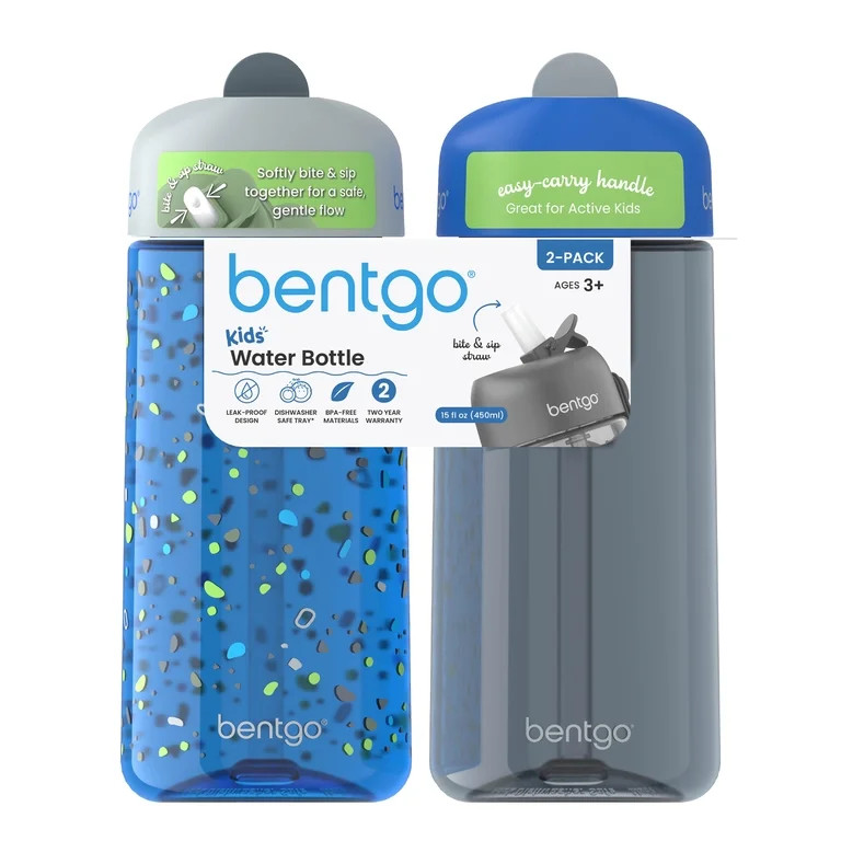 Bentgo Kids Prints Tritan Cup 2 pack - Geo Speckle Blue/Blue Solid | Walmart (US)
