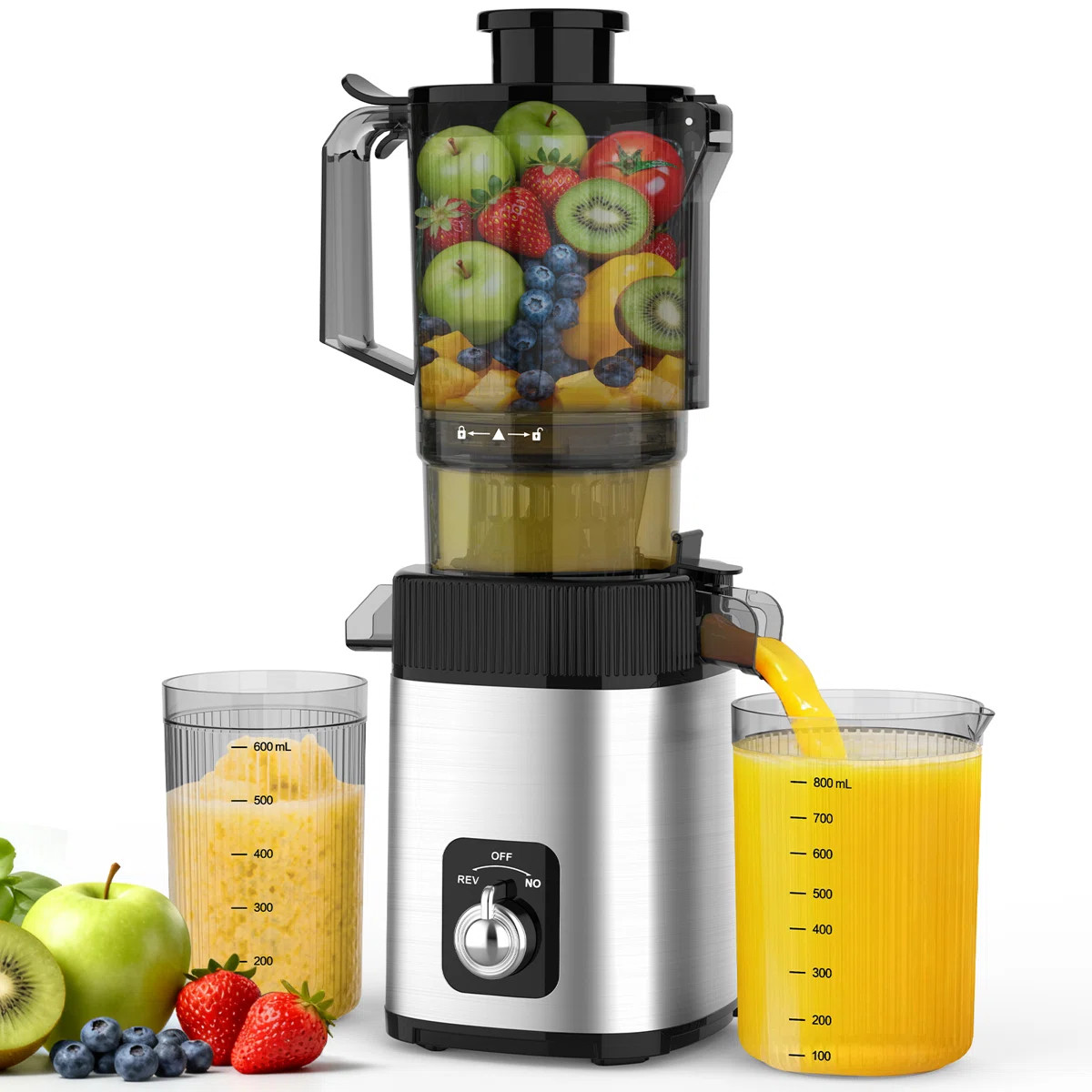 Cold Press Juicer With 4.4" Extra-Wide Feed Chute \u2013 Slow Masticating Electric Juicer For Who... | Wayfair North America