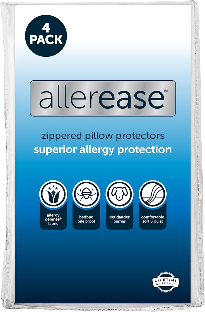 Set of 4 Standard/Queen AllerEase Pillow Protectors - Moisture Wicking, Advanced Allergy Protecti... | Amazon (US)
