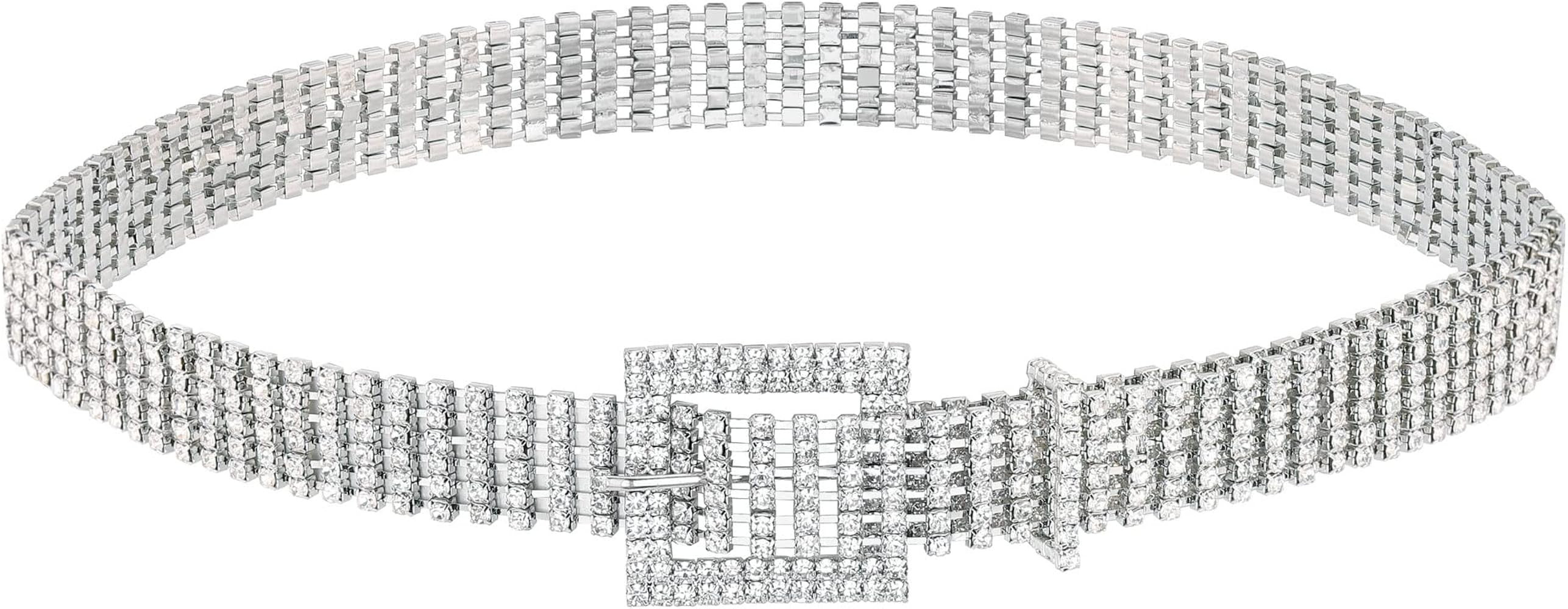 CHIC DIARY Mode Glitzer Strassgürtel Kettengürtel Taillenkette Silber Hüftkette Dekorativer Kl... | Amazon (DE)