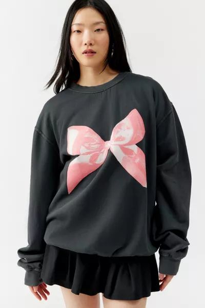 Overdyed Bow Pullover Sweatshirt | Urban Outfitters (US and RoW)