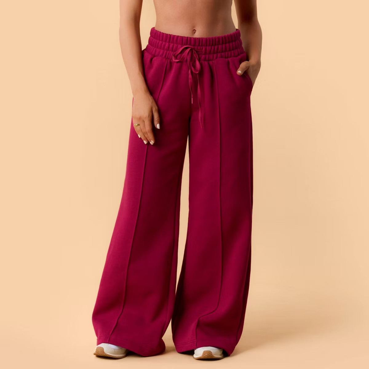 Blogilates Women's Travel Trouser High-Rise Wide Leg Sweatpants - Light Pink M | Target