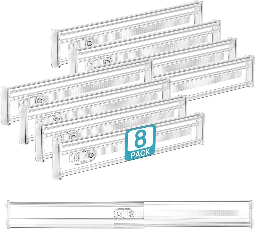 Vtopmart 8 Pack 2.36" Short Upgrade Drawer Dividers for Kitchen Drawer, 12.8"-22.3" Expandable Ki... | Amazon (US)