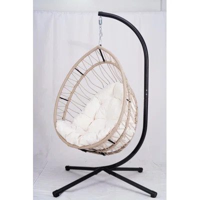 Foldable Egg-Shaped Hanging Chair With Stand And Cushions | Wayfair North America