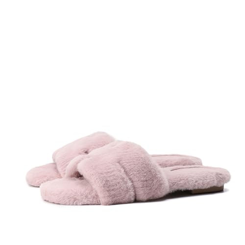 Stratuxx Kaze Womens Fur Slippers Comfy House Slide Sandals Open Toe Memory Foam Indoor Fluffy Sl... | Amazon (US)