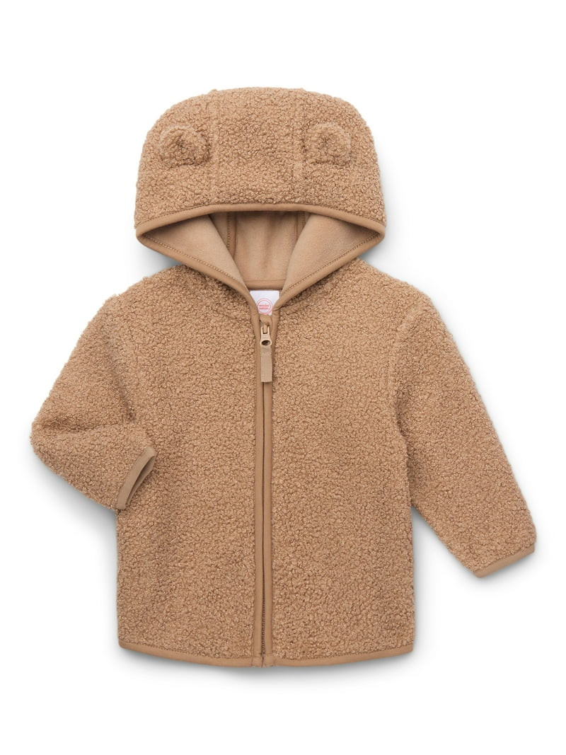 Wonder Nation Baby and Toddler Teddy Fleece Jacket with Hood, Sizes 12M-5T | Walmart (US)