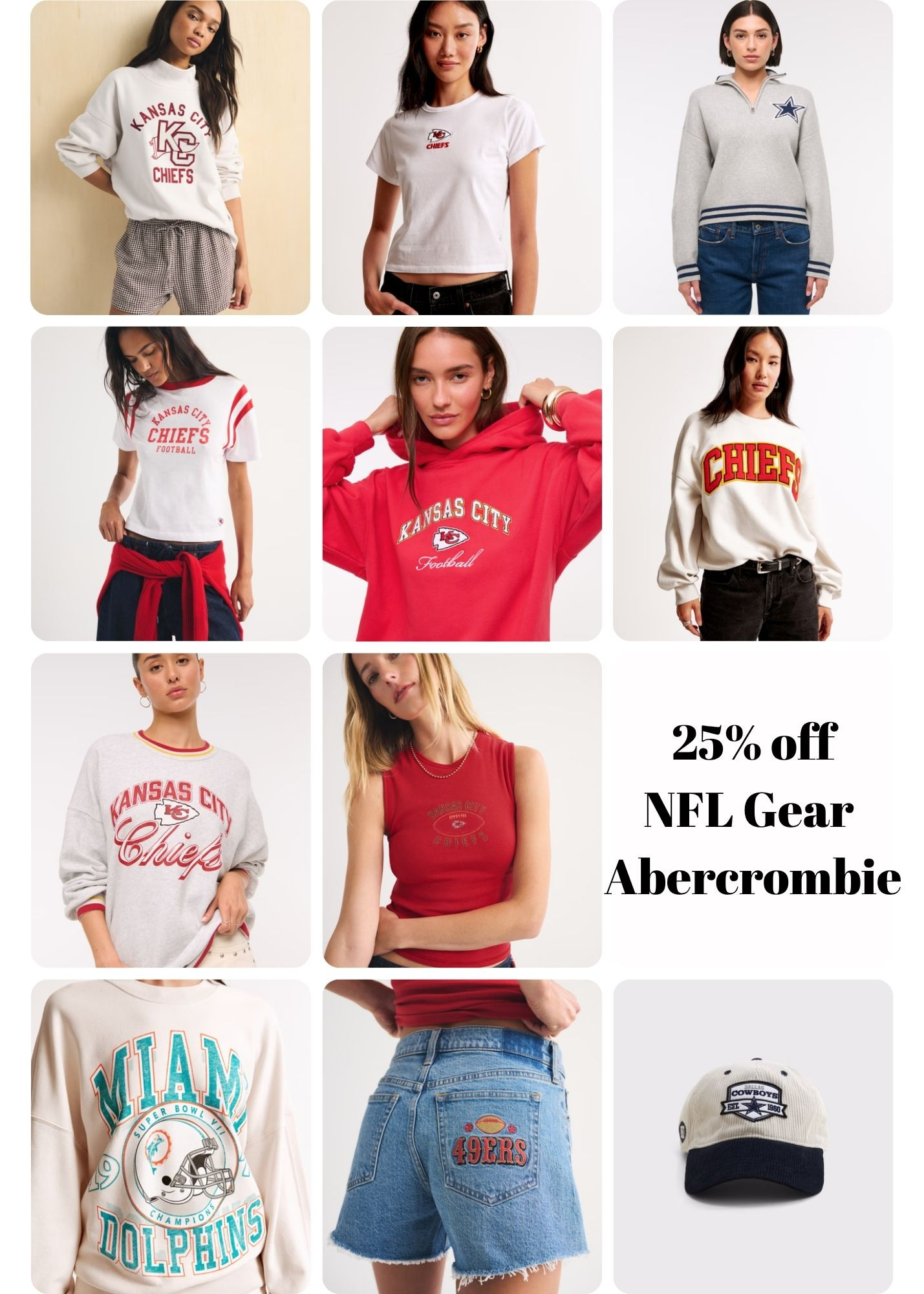 I rarely see NFL gear go on sale this early in the season! @abercrombie womens styles are 25% off! 

 #LTKSaleAlert