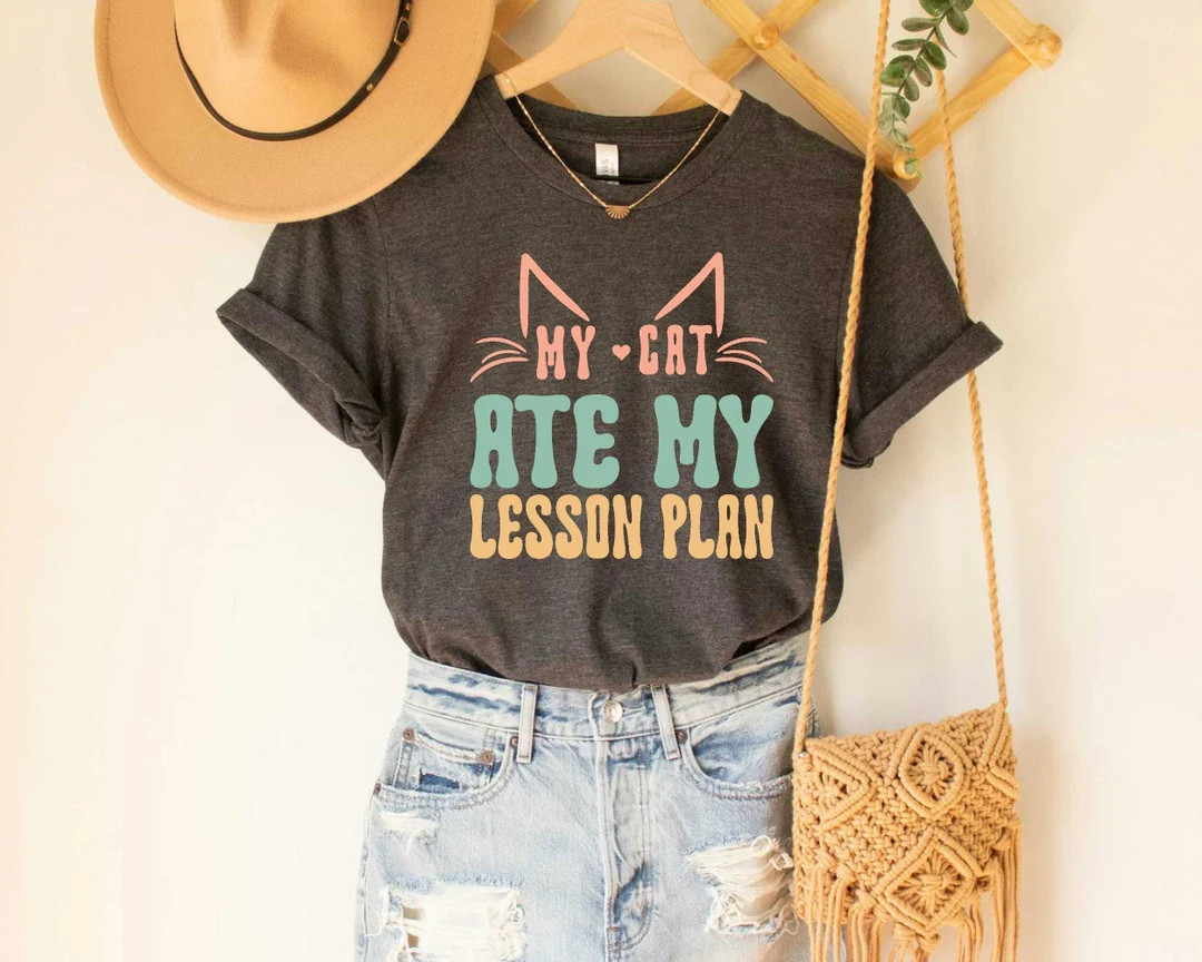 My Cat Ate My Lesson Plan Shirt Dog Lover Funny Teacher Shirt Preschool Kindergarten Teacher Gift... | Etsy (US)