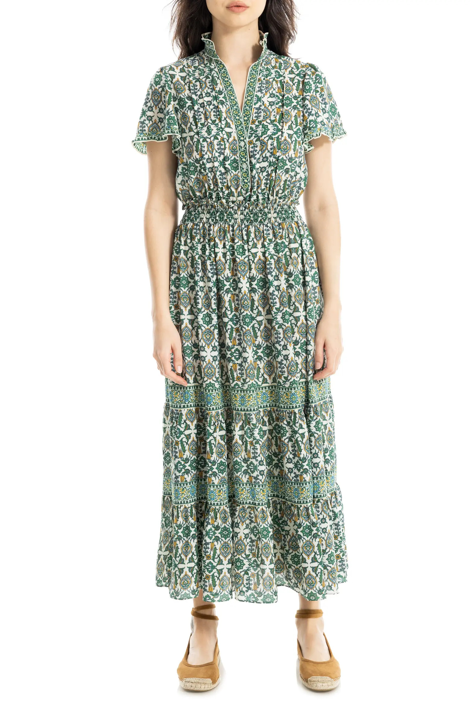 MAX STUDIO Smocked Flutter Sleeve Maxi Dress (Women) | Nordstromrack | Nordstrom Rack