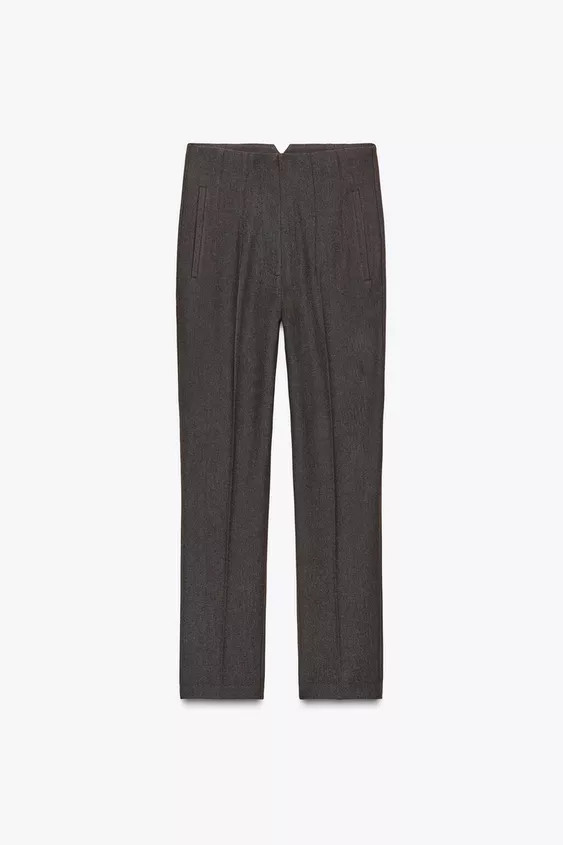 Pants with a high waist and pronounced seams at front and back. Front welt pockets. Front zip, me... | Zara US