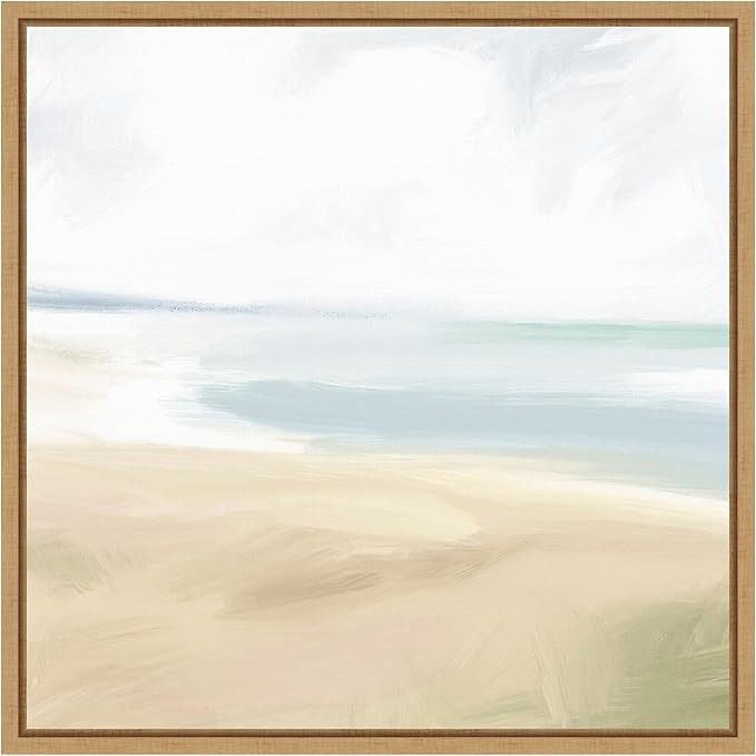 Amanti Art Framed Canvas Wall Art 22x22 Minimal Beach Tones II by Victoria Barnes, Framed Wall Ar... | Amazon (US)