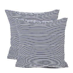 Throw Pillow Covers 22x22 - Decorative Pillows for Couch Set of 2 Rustic Linen Striped Lumbar Cushio | Amazon (US)