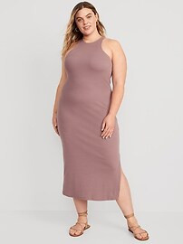 Fitted High-Neck Rib-Knit Maxi Dress for Women | Old Navy (US)