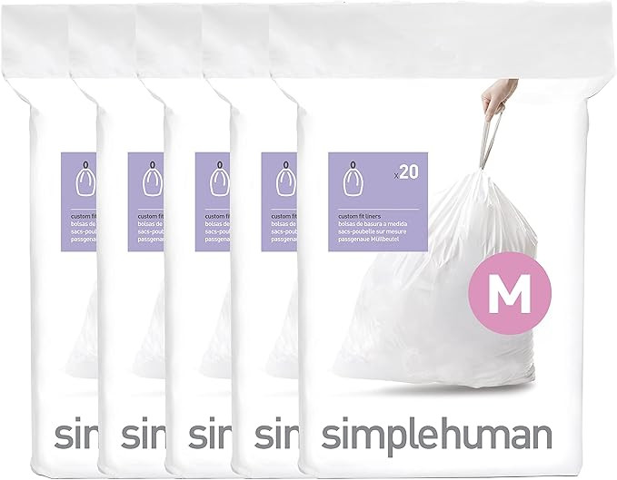 simplehuman Code M 100 Count, Dispenser Pack Custom Fit Liners, Drawstring Trash Bags, 45 Liter /... | Amazon (US)