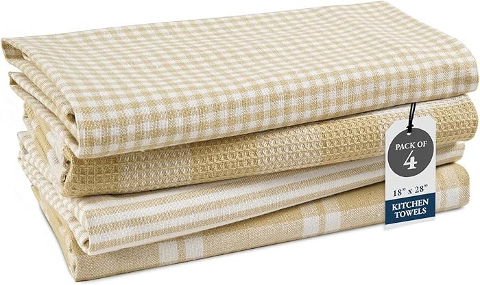 LANE LINEN Cotton Kitchen Towels Set, 4-Pack – Absorbent, Quick-Drying, Premium Dish Towels, Te... | Amazon (US)