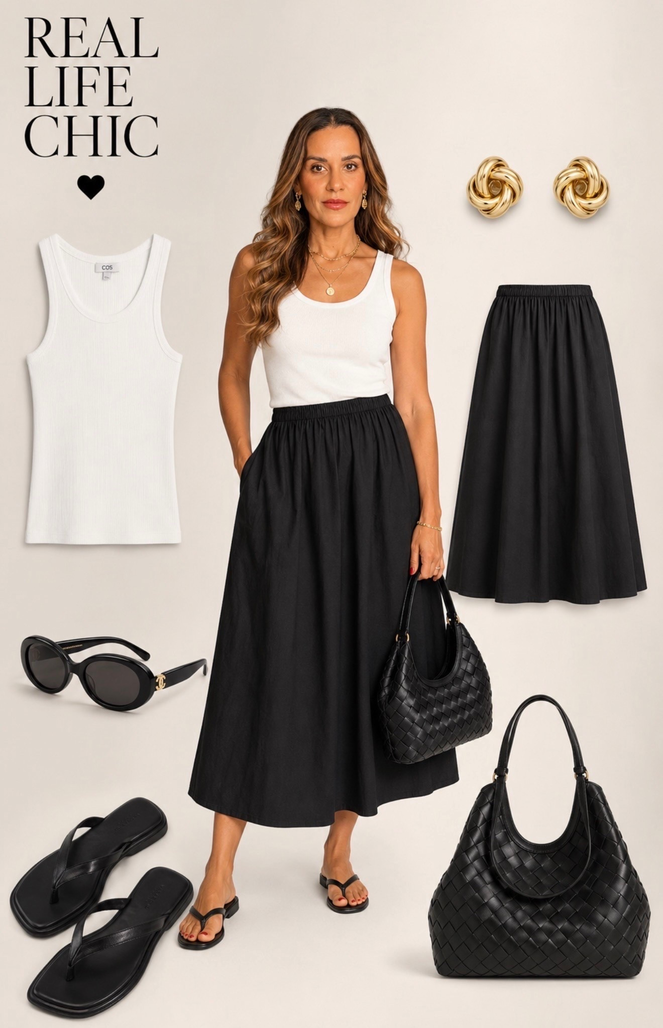 This is the kind of outfit you’ll wear on repeat. 🖤

A classic black midi skirt, a timeless white tank, chic sandals, and the perfect woven bag, simple pieces that always look polished without trying too hard.
I’ve linked every piece so you can recreate the entire look before your favorite sizes sell out. ✨ 

black midi skirt outfit, white tank outfit, effortless summer style, timeless wardrobe staples, chic minimalist fashion, capsule wardrobe essentials, classic black and white outfit, women over 40 style, elegant everyday outfits, summer capsule wardrobe, woven handbag outfit, thong sandals outfit, elevated casual style, neutral outfit inspiration, LTK fashion finds.

#LTKootd #LTKOver40 #LTKSeasonal