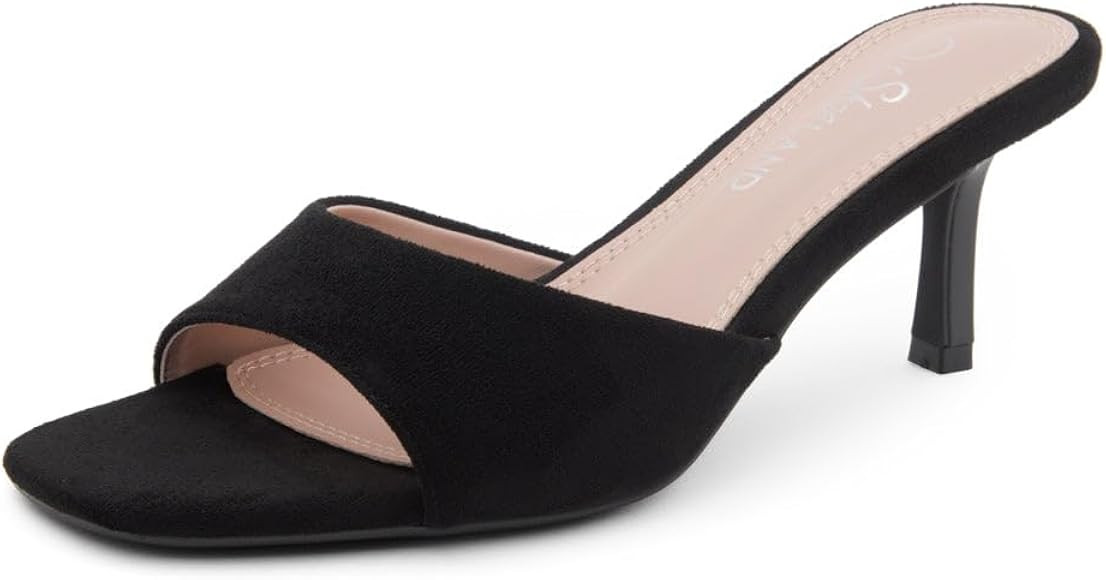 Shoe Land Deverena Women's Low Heels Stiletto Heeled Slides, Open Toe One Band Slip-On Heeled Mul... | Amazon (US)