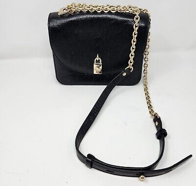 Rebecca Minkoff Love Too Black Crinkled Leather Crossbody Bag Purse Gold Chain | eBay AU