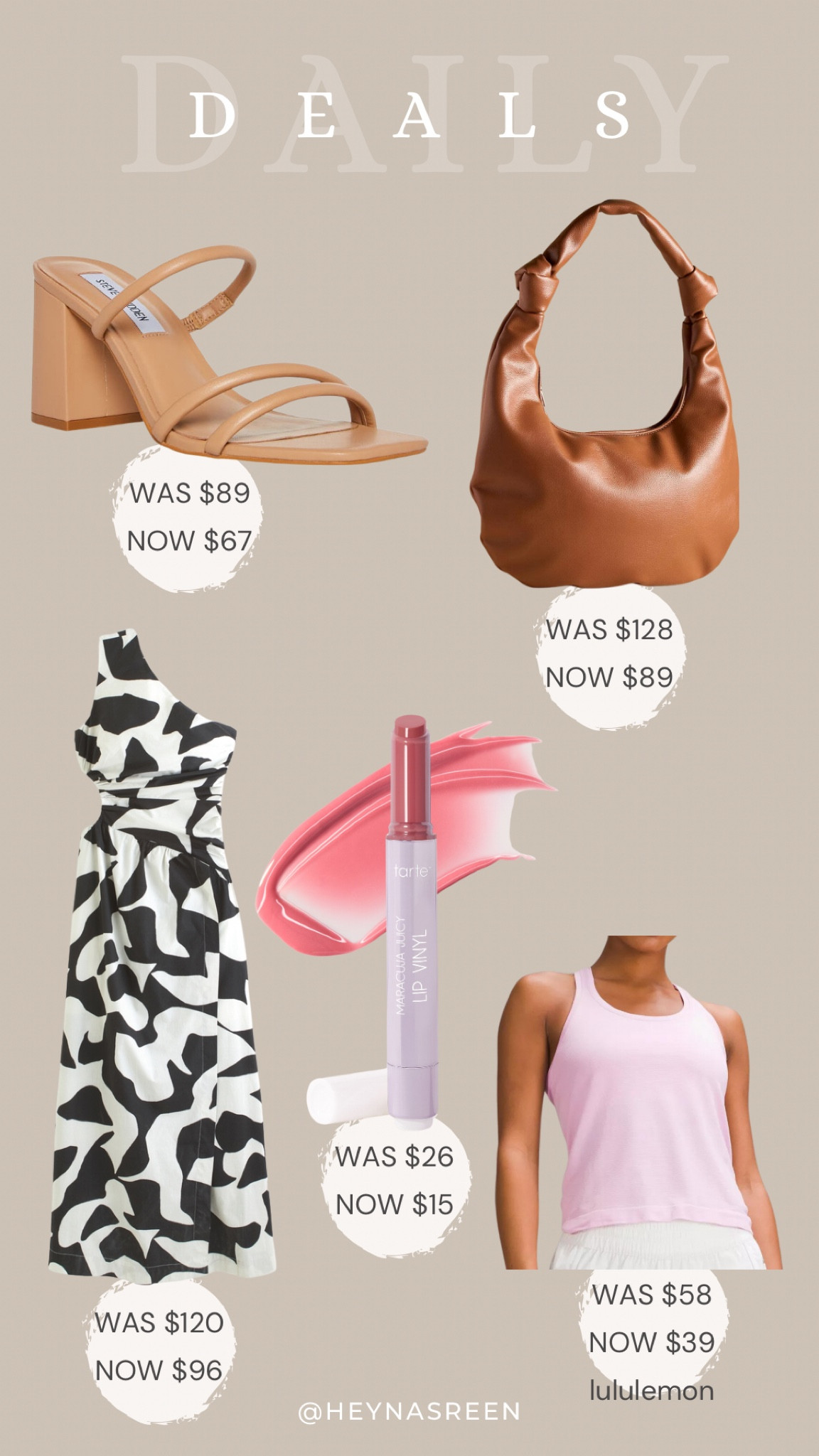 Daily deals on Steve Madden heels, Anthropologie bag, Tarte vinyl juicy lip, Abercrombie dress, lululemon tank 

#LTKSaleAlert