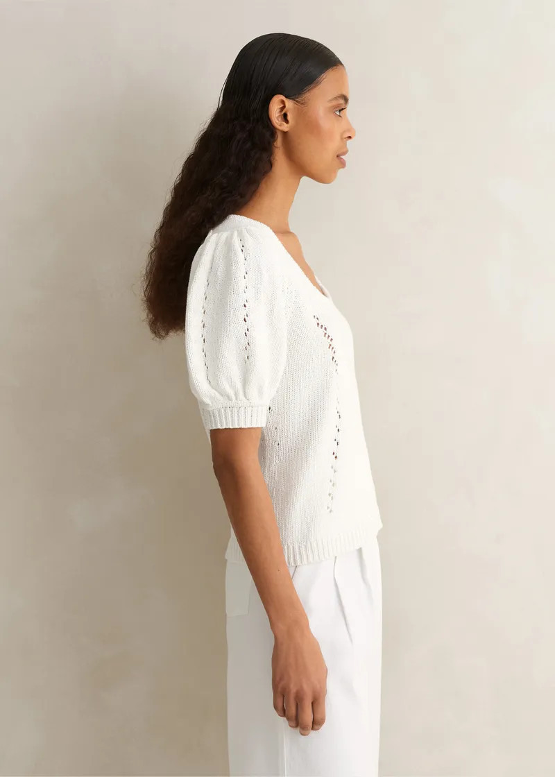 Chunky Cotton Fashioned Square Neck Tee | ME+EM US