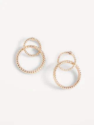 Gold-Plated Twisted Double Hoop Stud Earrings for Women | Old Navy (US)