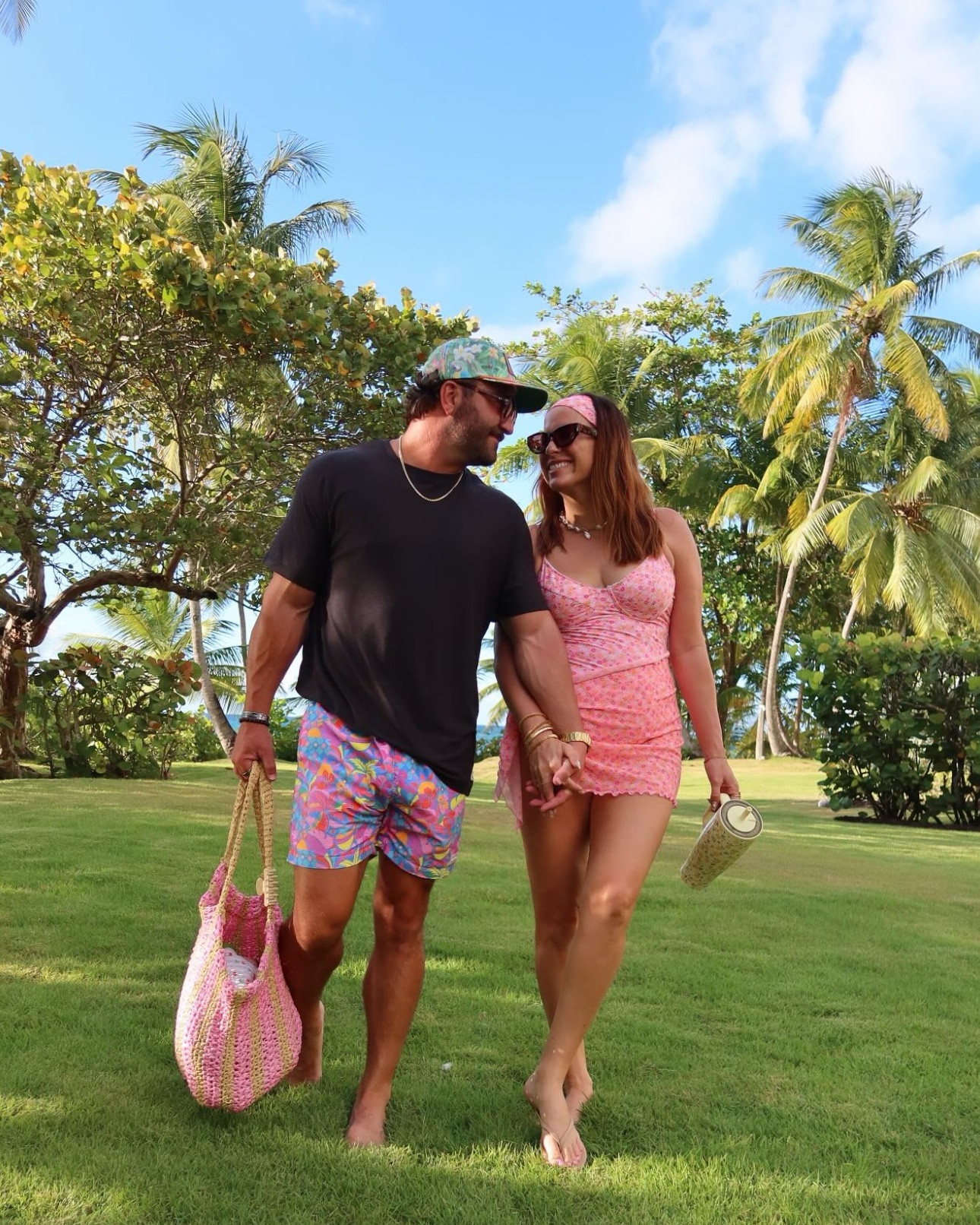 Our suits are Kilanis Kinis. They’re old so I linked similar. My bag is also a couple years old too so I linked similar straw totes!