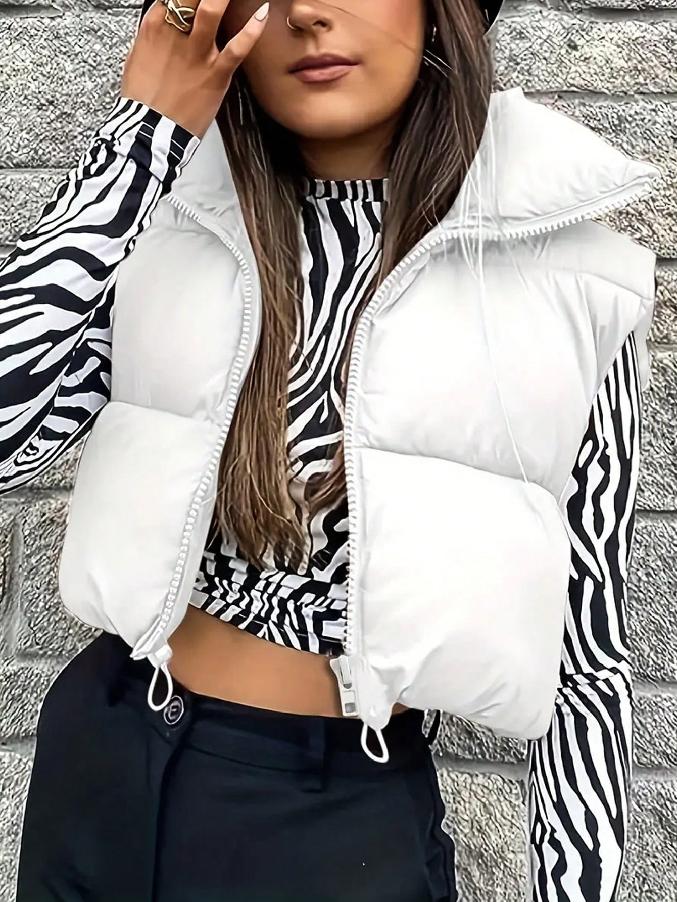 Women's Zippered Sleeveless Jacket | SHEIN