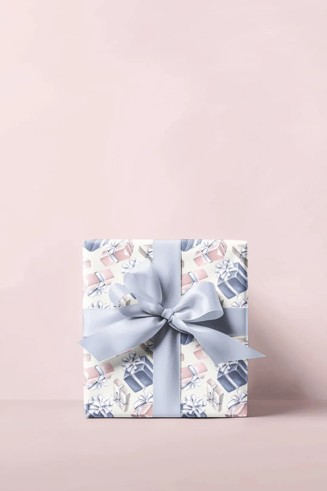 Presents Pattern Watercolor Wrapping Paper Pink Blue Gift Wrap Roll, Christmas, Holiday Gift Wrap... | Etsy (US)