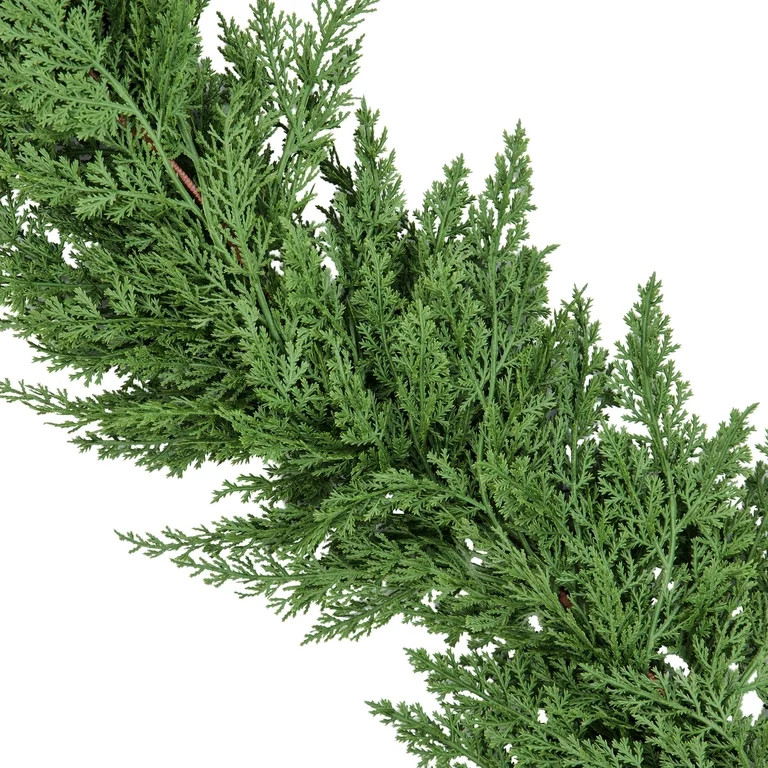 My Texas House Natural Feel Cedar Unlit Artificial Christmas Garland, Green, 9' | Walmart (US)