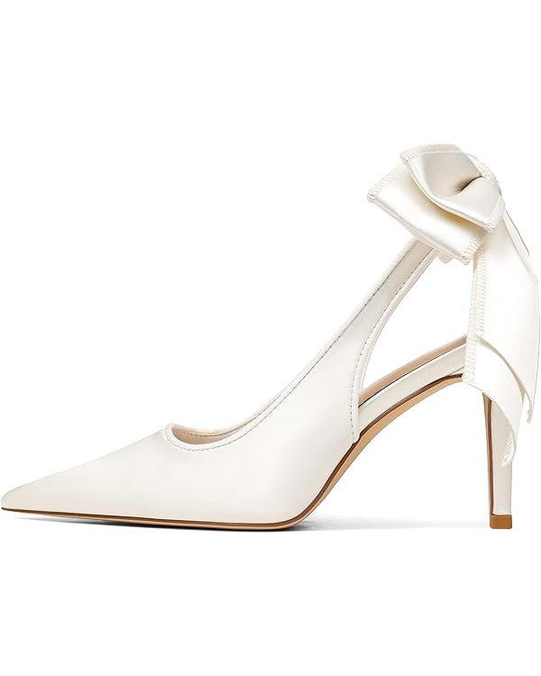 Mattiventon Slingback Heels for Women Pointed Closed Toe Stiletto Heels with Bow Tie Wedding Shoe... | Amazon (US)