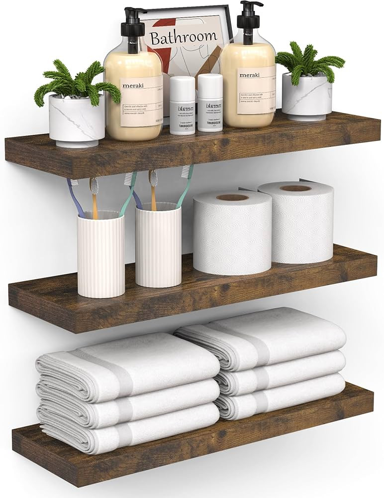BAYKA Floating Shelves Bathroom for Wall – Shelf Over Toilet Farmhouse Rustic Wood for Bedroom,... | Amazon (US)
