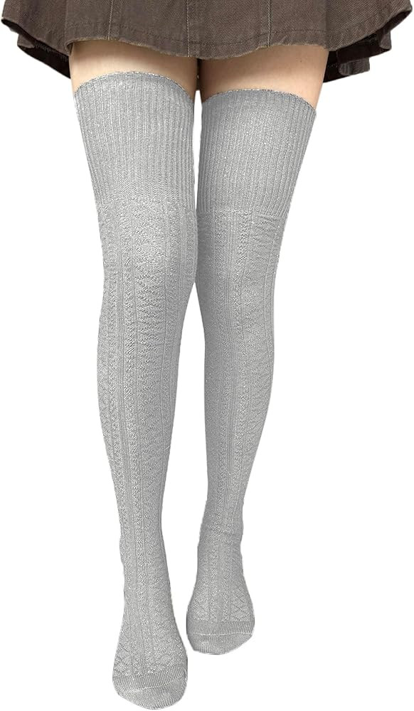Bestjybt Women Thigh High Socks Cotton Cable Knit Over the Knee Boot Stockings Long Warm leg Warm... | Amazon (US)