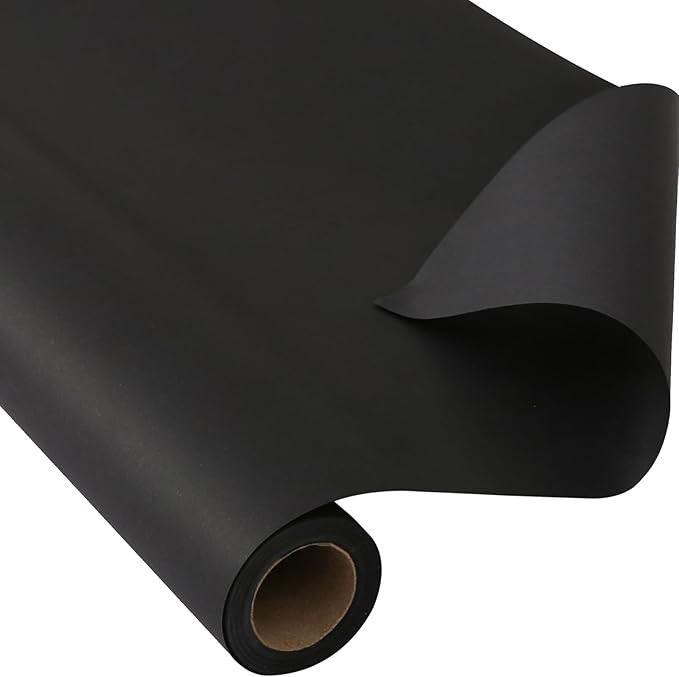 CAMKUZON Black Kraft Wrapping Paper for Christmas Birthday Wedding Showers Holiday Gift Wrap, Pac... | Amazon (US)