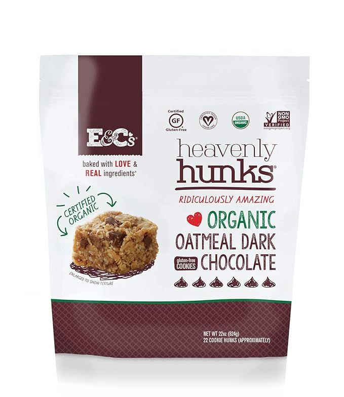 E&C’s Snacks Heavenly Hunks - Certified Organic Gluten-Free Oatmeal Dark Chocolate Cookies (22 ... | Amazon (US)